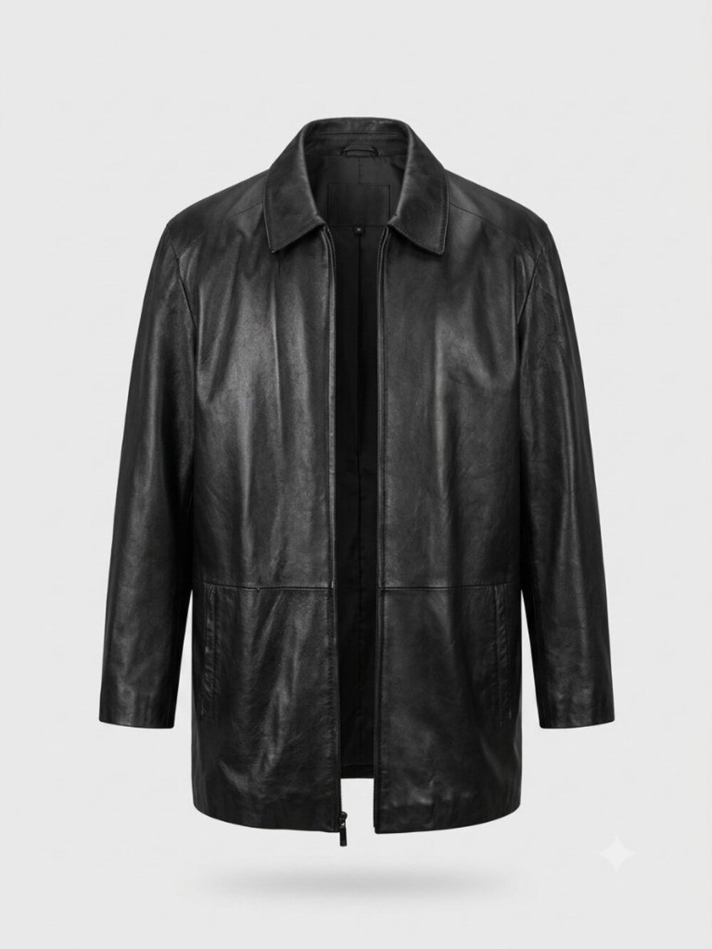 Wilsons Leather Pelle Studio Black Leather Car Coat Jacket Size Large